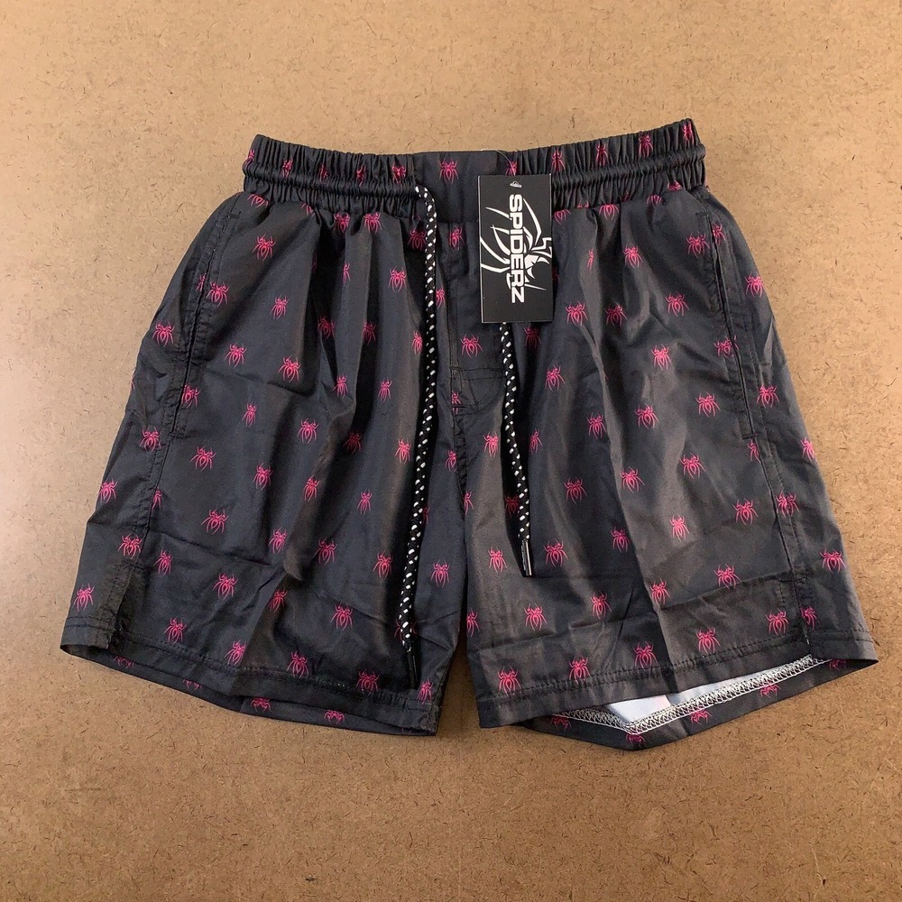 Spiderz Mens Size XS Black Spider Print Athletic Shorts Elastic Waist NWT